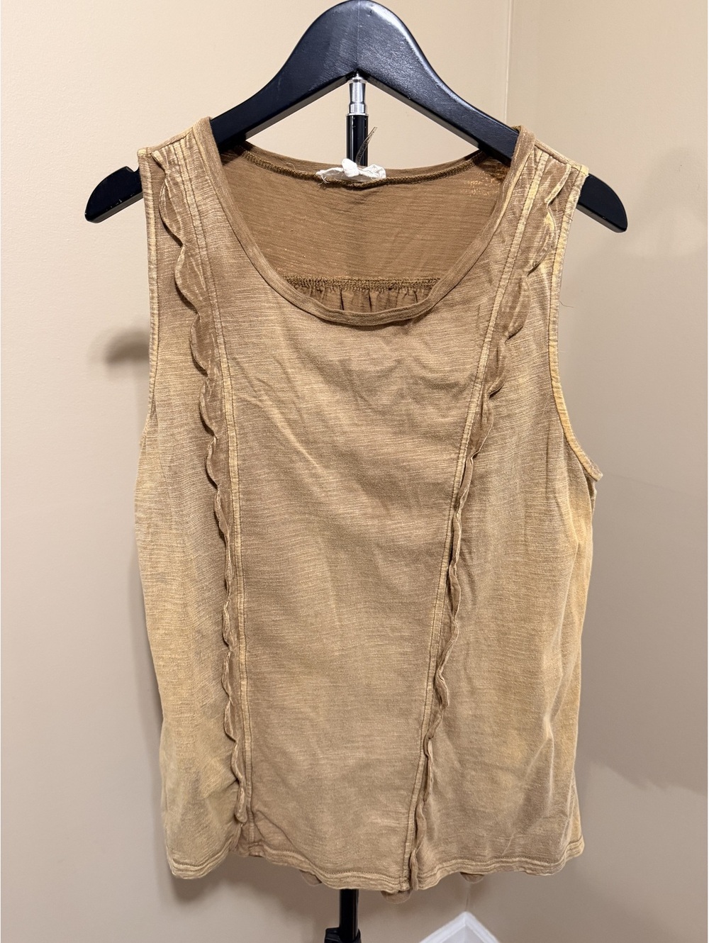 Entro Brown Scalloped Burnout Tank Top Women Size M